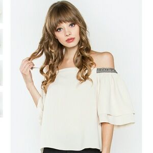 Elegant Off-Shoulder Cream Top